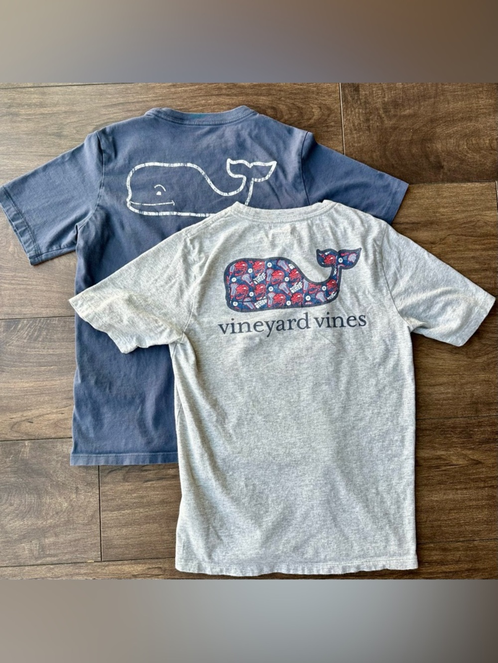 Vineyard Vines Boys Medium T-Shirt Lot - Gray Lacrosse Shirt - Navy Blue Classic